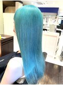 ネオンカラー 艶髪ハイトーン！ターコイズブルーカラー/熊本