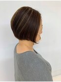 前下がりボブ/ショートボブ/ショート/ハイライト/30代40代50代