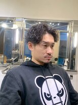 メリケンバーバーショップ フクオカ(MERICAN BARBERSHOP FUK)&nbsp;ハイライトマッシュパーマウルフアッシュブラック