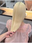 9808渋谷ブロンドホワイトアッシュ髪質改善ストレート韓国ヘア