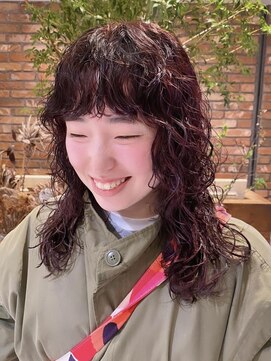 ボコカ(bococa) 【macana】ミディアムパーマ ピンクブラウン 向ヶ丘遊園