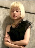 ケアブリーチ ボブ オン眉 ブロンドカラー 艶髪 透明感カラー