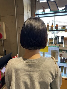 オーガニック ライフ 若葉 鶴ヶ島(organic+life) 暗髪透明感グレージュ切りっぱなしボブ美髪