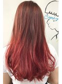 クリアレッドバレイヤージュカラー☆