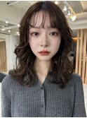 ＋ウェーブミディアム似合わせカットボブパーマミディアムパーマ