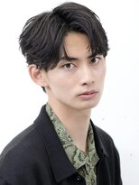 アーリー(Ali'i)&nbsp;ニュアンスパーマセンターパートブルーブラック韓国マッシュ