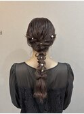 結婚式お呼ばれヘア★大人気編み下ろし ロングヘアセット