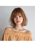 レイヤーボブ×ベージュ