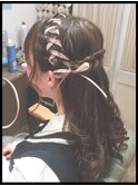 リボンレース編みハーフアップ ライブヘアー コンサートヘアー
