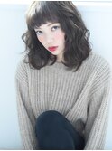 ミディアム×ウェーブ×グレージュ2
