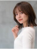 20代30代大人可愛いミディアムレイヤー外ハネボブ/前髪