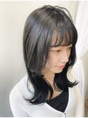 シースルーバング/くびれヘア/グレージュカラー/韓国