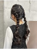 参戦ヘアあみこみツイン