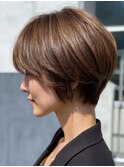 大人のツヤ感ショート×ブラウン[西宮北口/髪質改善]