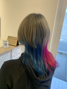 ルルバイアズール 草加店(LULU by azule) デザインカラー，ツートンカラー，ウルフカット【草加】