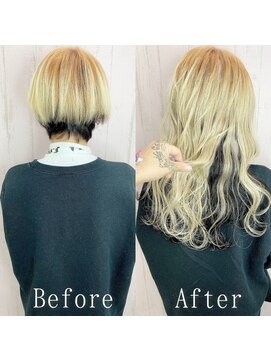 あるじゃんすー 渋谷店 ブラック×ブロンド#シールエクステ#ゆるふわウェーブ#丸型#渋谷