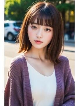 ライリー(riley) rileyワンカール外はねロブ×肌映えブラウンベージュ