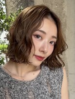 メゾンアクア 表参道(Maison ACQUA)&nbsp;小顔ミディアムパーマボブルフワンレンネビージュボブパーマ黒髪