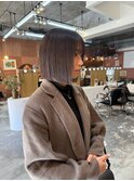 ミルクティーブラウンカラー韓国ヘアタッセルボブカット