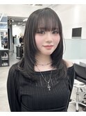 レイヤーカット顔まわりストレートウルフカット堀江