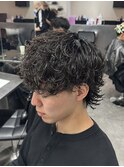 シャドウパーマラウンドマッシュフェザーパーマメンズパーマ眉毛