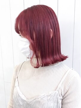 アイティーバイアルバム 松戸店(IT by ALBUM) カシスレッド_エアリーミディショートパーマ_ba321323