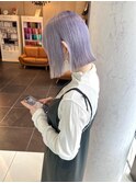 ホワイトパープル×ハイトーンカラー×顎ラインボブ