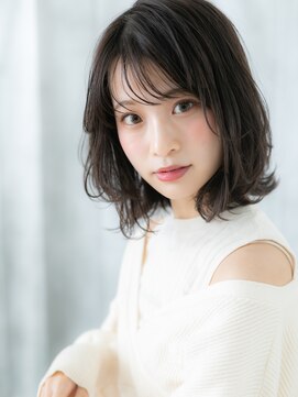 ドクターズ サロン ラブ(Dr's Salon LAB) 大人可愛いミストバング黒髪外ハネボブウルフb古河20代30代40代