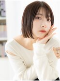 ツヤ髪シースルーバング切りっぱなしボブa古河20代30代40代