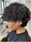 波巻きパーマメンズパーマメンズヘアツーブロックツイストパーマ