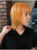 ブリーチカラー　ペールオレンジ　レイヤーカット
