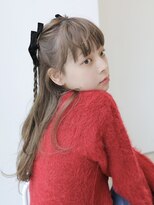 ラックスビーシュルー 亀有店(LUXBE Shuroo)&nbsp;ブリーチなしアッシュベージュ リボンヘアアレンジ