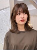 イメチェン/オリーブカラー/前髪カット/外ハネボブ/美髪/銀座