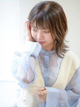 ムクヘアー(muk hair) くびれ外ハネボブ×スモーキーアッシュブラウン