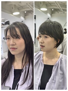 メモリーズ 表参道(Memories) 《30.40.50代》前下がりショートボブ×透明感カラー