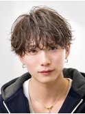 ツーブロックナチュラルダウンパーマシースルーマッシュ