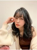小顔バング愛されセミウェットウェーブ