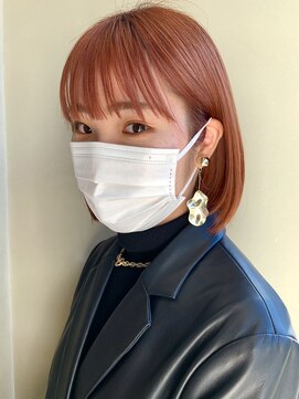 ヘアー アイス ルーチェ(HAIR ICI LUCE) ブリーチ☆オレンジカラー　オレンジベージュ　ボブ　担当 城倉