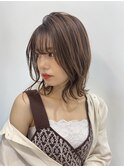 ミディアムヘア×パープルベージュ
