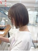 【morio】札幌ボブ　ぱつっとナチュラルベージュボブ