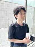 メンズパーマ センターパート 前髪長め