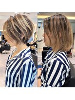バンプ ギンザ(BUMP GINZA) 30代、40代/丸みくびれショートボブ×白髪染めハイライト/大宮