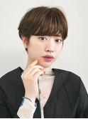 切りっぱなしショート・ボブ/絶壁解消/前髪なし/20代/30代/丸顔