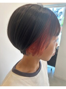 トリート 八千代緑が丘店(TREAT) ショート×イヤリングオレンジ_八千代緑が丘駅