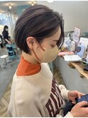 丸みショートマッシュボブ◎チャコールグレー小顔20代～50代