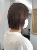 ＊20代30代切りっぱなしボブタッセルボブ顔周りレイヤーオリーブ