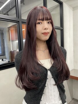 ニコ トウキョウ 渋谷(nico TOKYO) ダブルカラーチェリーレッドピンクブラウン韓国レイヤーロング