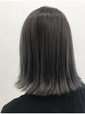 ホワイトシルバーカラー/切りっぱなしミディ/20代