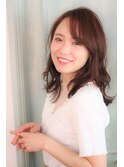 毛先パーマネオウルフ小顔外ハネボブアッシュブラウン