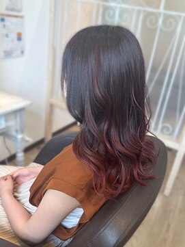 エルベ  茨大前店(elve) バレイヤージュ × 濃ピンク